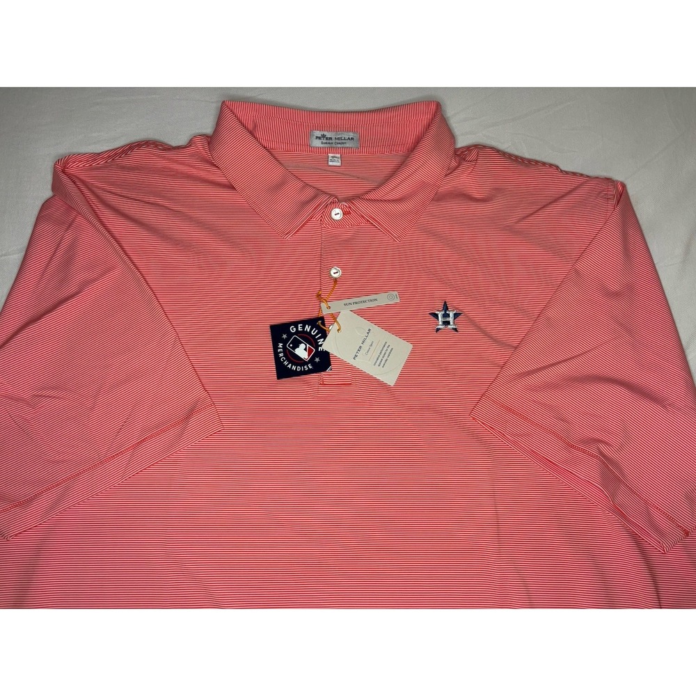 Peter Millar Summer Comfort MLB Polo‎ Shirt Mens 3XL Houston Astros Orange NEW